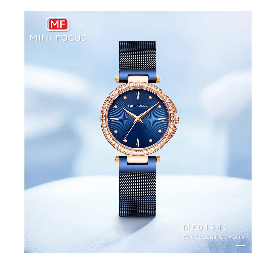 Mini Focus MF0194L Women’s Diamond Quartz Watch | Unique Mesh Band Design | Factory Wholesale