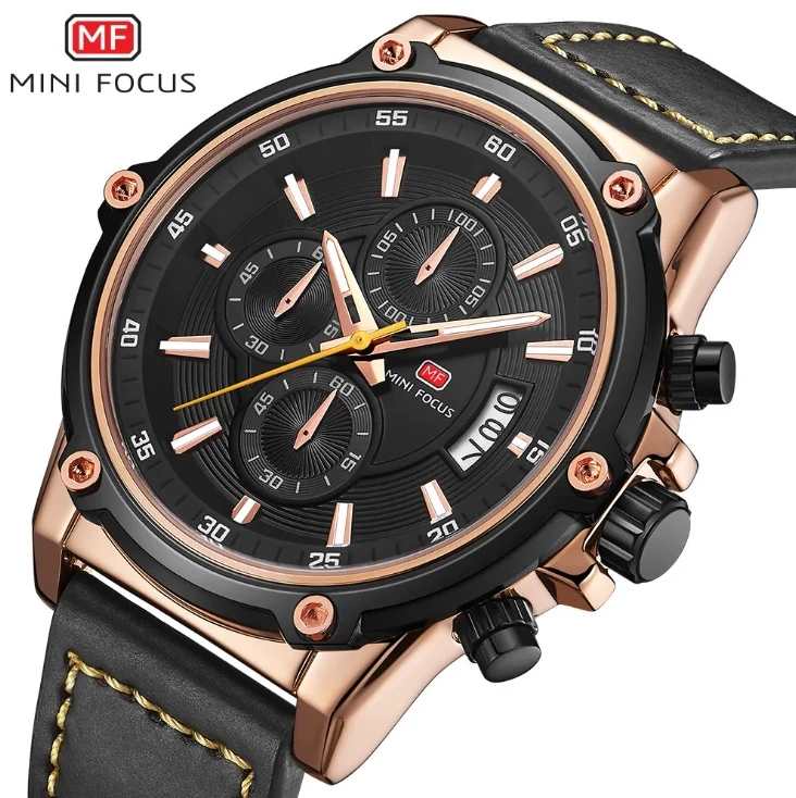 MINI FOCUS Classic Business Men’s Watch Waterproof Leather
