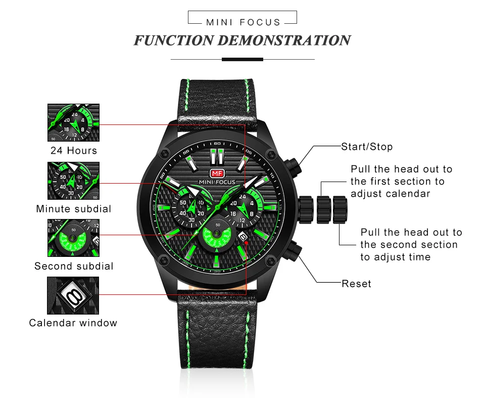 Mini Focus Men’s Quartz Sport Watch | Waterproof Leather Strap Wristwatch for Wholesale