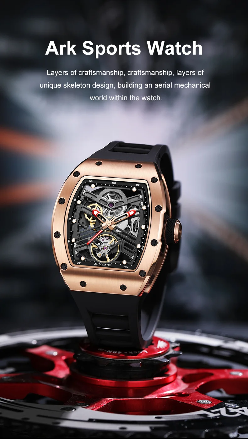 CHANCE 919013 Automatic Men’s Watch – Luminous Skeleton Dial, Stainless Steel Case
