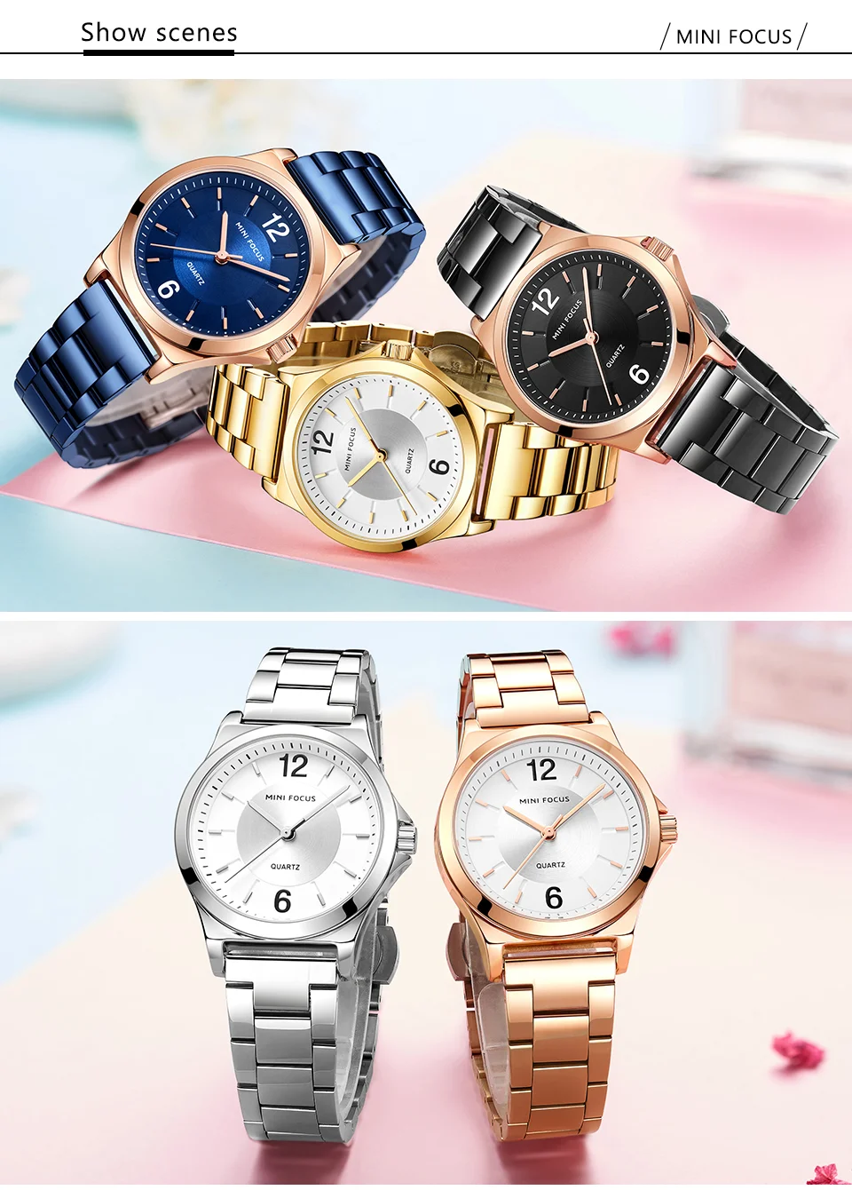 MINI FOCUS Elegant Guangzhou Female Quartz Watch Stylish Stainless Steel Band Waterproof Simple Casual Watch Supplier
