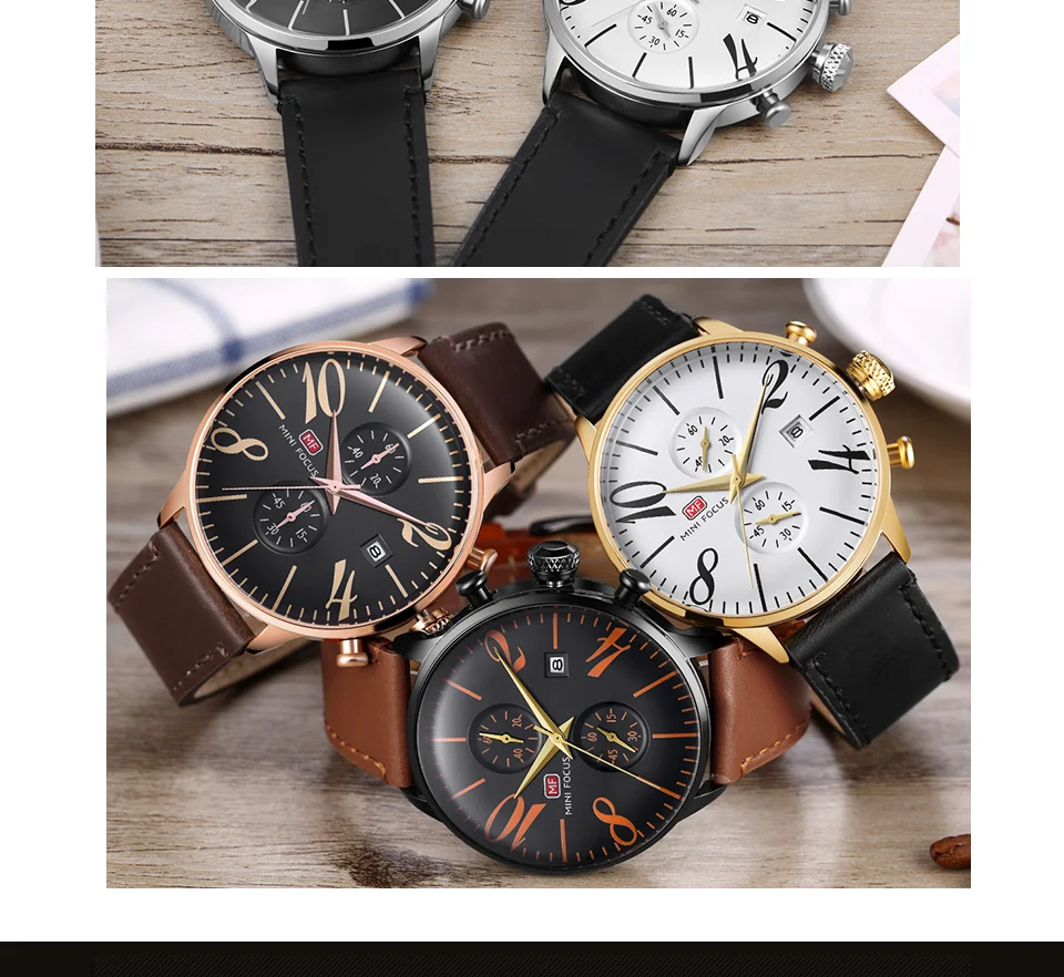 Reloj Hombre MINI FOCUS MF0135G | Cronógrafo de Cuarzo, Resistente al Agua, Correa de Cuero