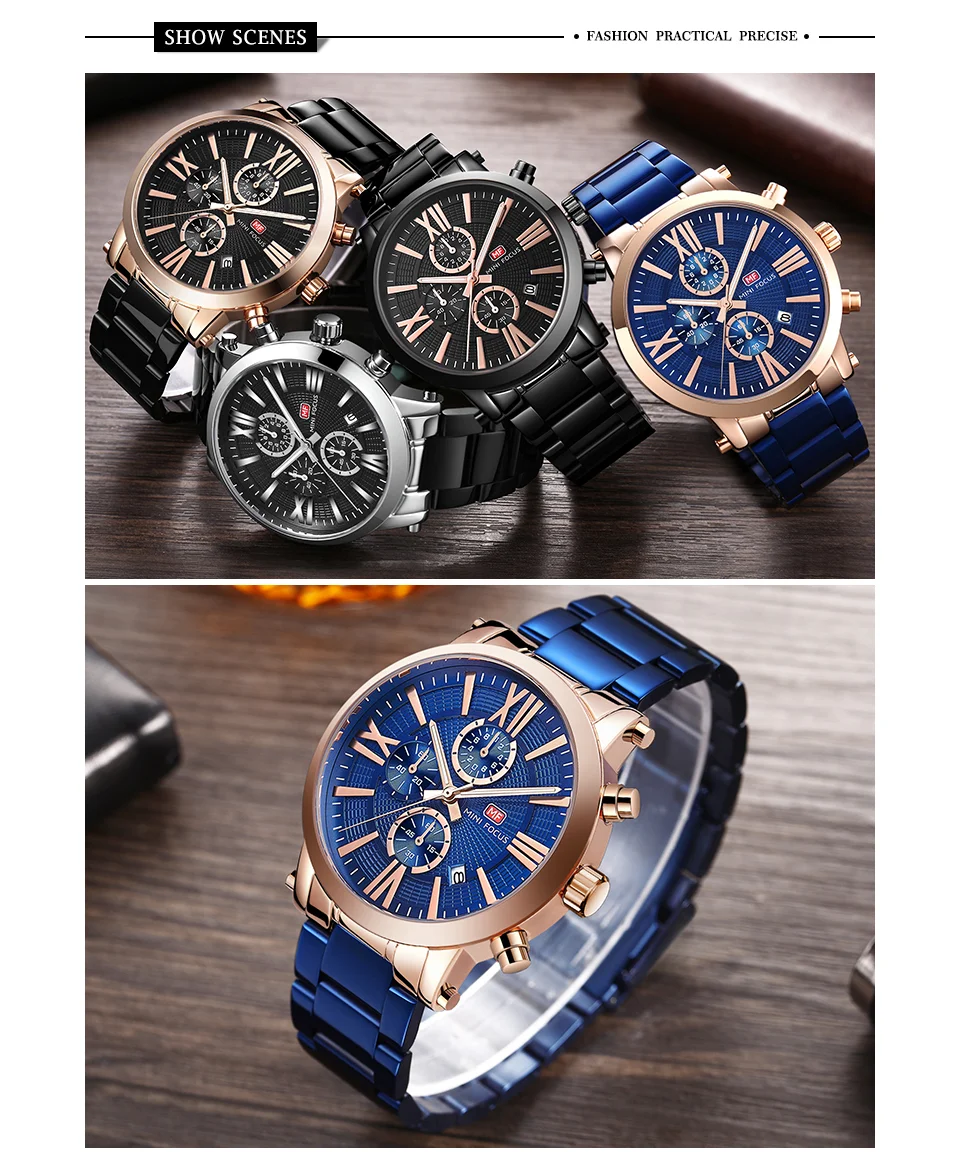 MINI FOCUS MF0219G Modern Luxury Men’s Sport Quartz Watch | Waterproof Stainless Steel Factory Wholesale