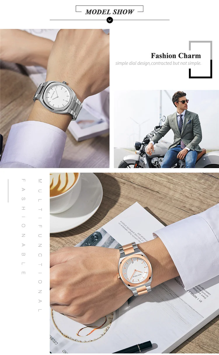 MINI FOCUS Fashion China Man Quartz Watch Stylish Steel Strap Luminous High Quality Storage Simple Wrist Watch