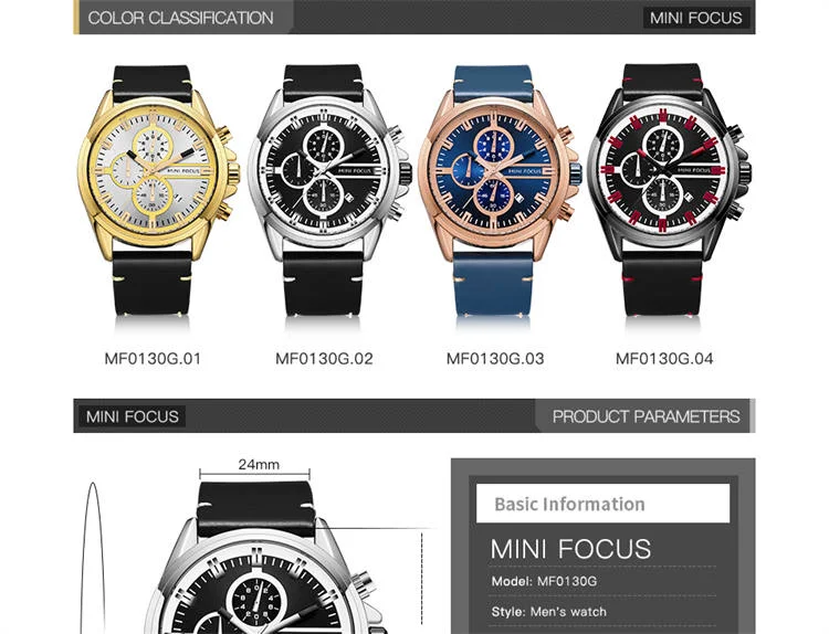 MINI FOCUS MF0130G Men's Quartz Chronograph Watch | Waterproof Business Watch Supplier
