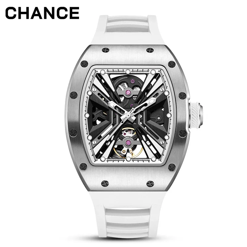 Carbon Fiber Automatic Watch Luminous Silicone Strap
