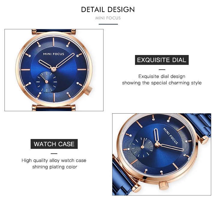 Luxury Rose Gold Women’s Business Watch – Waterproof Stainless Steel by MINI FOCUS