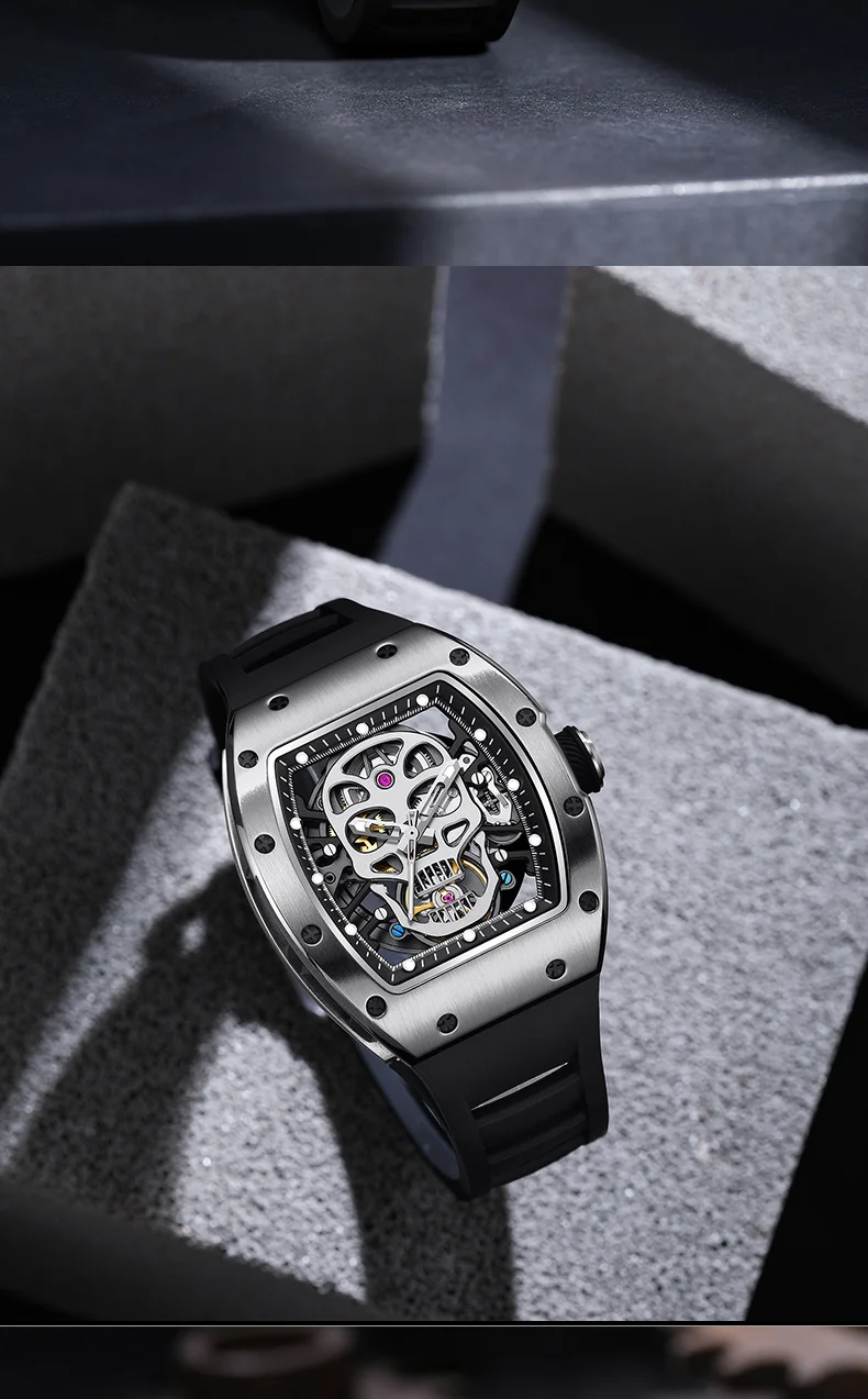 CHANCE 90907 Men’s Carbon Fiber Automatic Watch – Luxury Hollow Dial, Waterproof Mechanical Timepiece