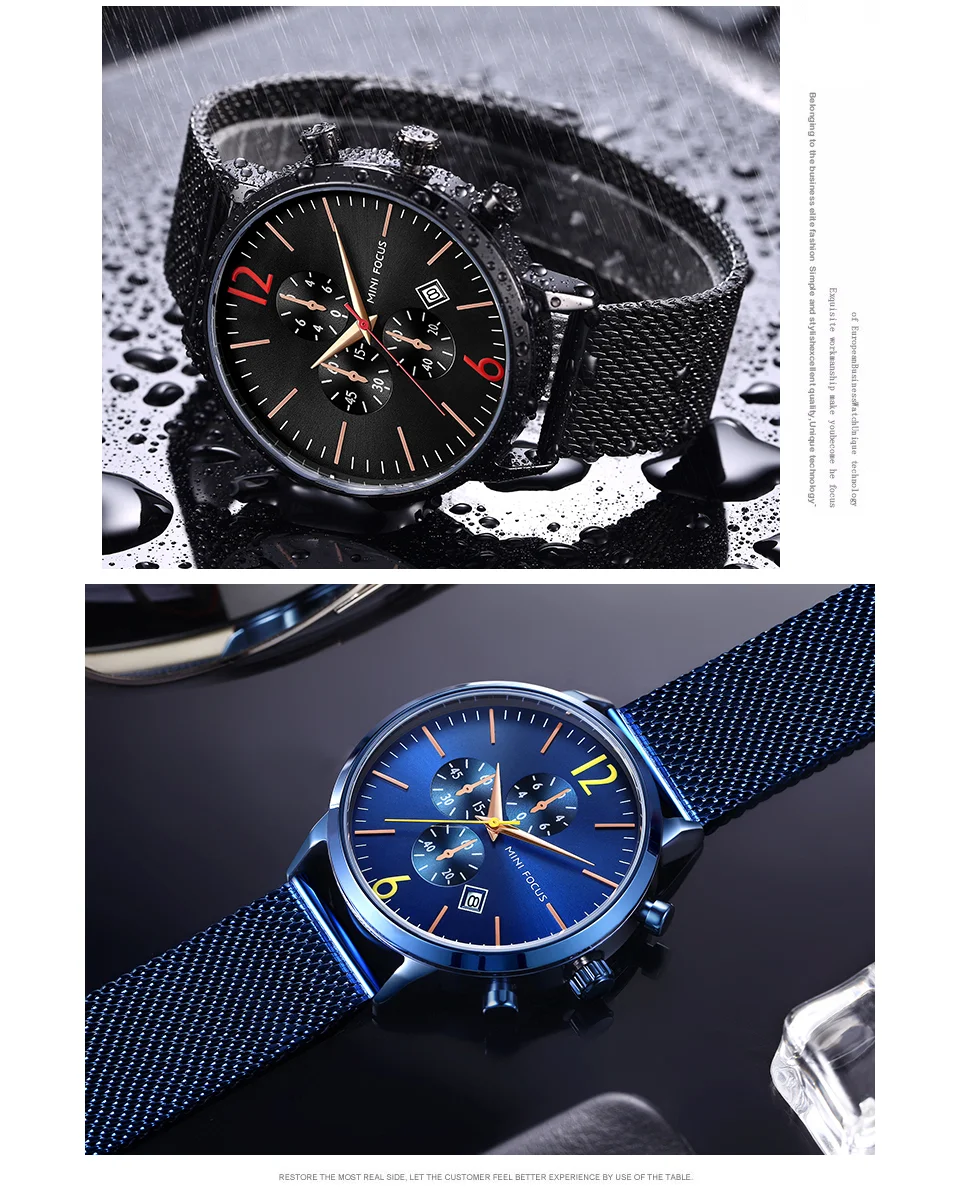 MINI FOCUS MF0185G Men’s Luxury Quartz Watch | Waterproof Factory Price Stainless Steel Strap
