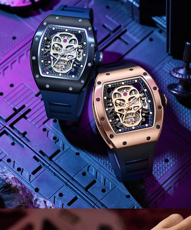 CHANCE 90907 Men’s Carbon Fiber Automatic Watch – Luxury Hollow Dial, Waterproof Mechanical Timepiece