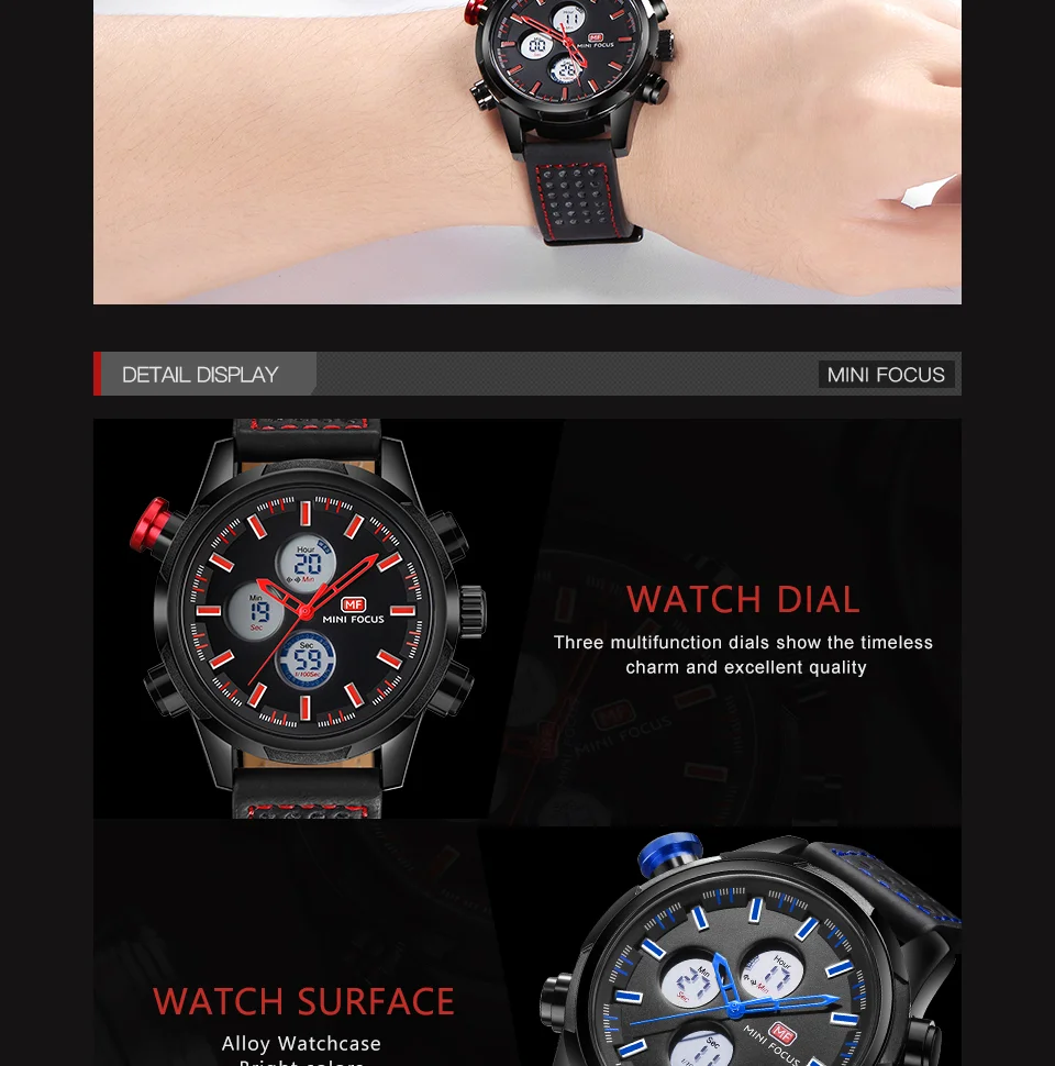 Mini Focus MF0066G Men’s Digital Sports Watch | 3ATM Waterproof Quartz & Electronic Movement | Factory Wholesale