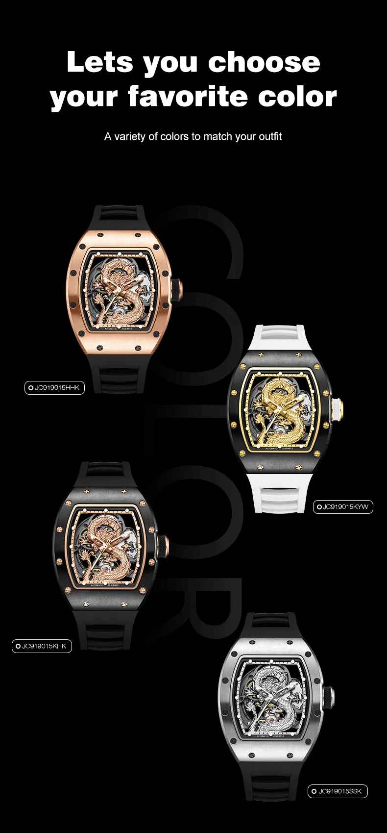 CHANCE 919015 Chinese Dragon Tourbillon Watch &ndash; Luxury Automatic Mechanical Watch with Hollow Dial for Men