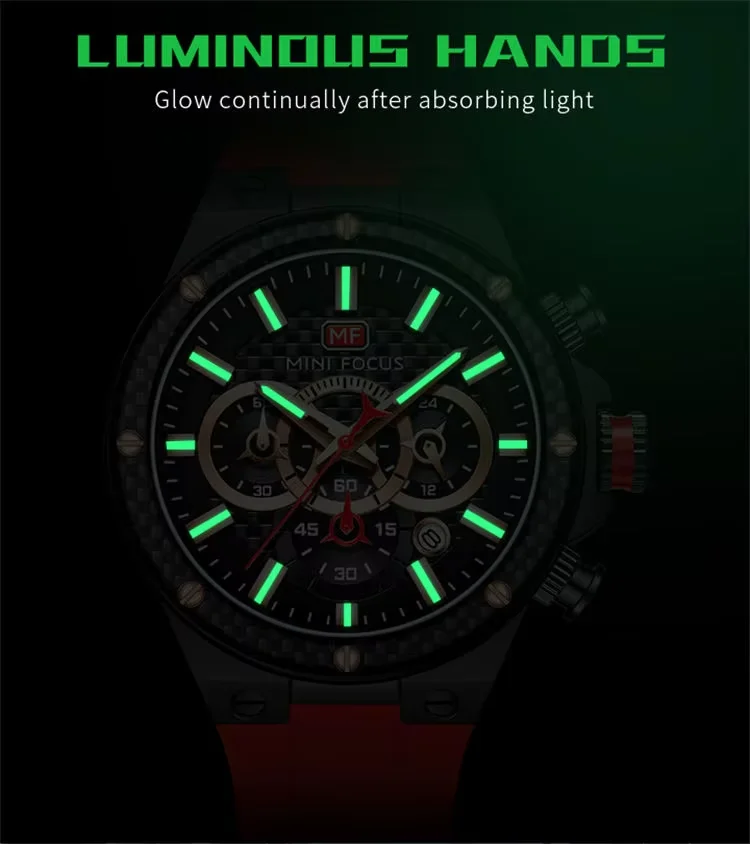 Top Sale Men’s Multifunction Chronograph Quartz Watch with Waterproof Silicone Strap