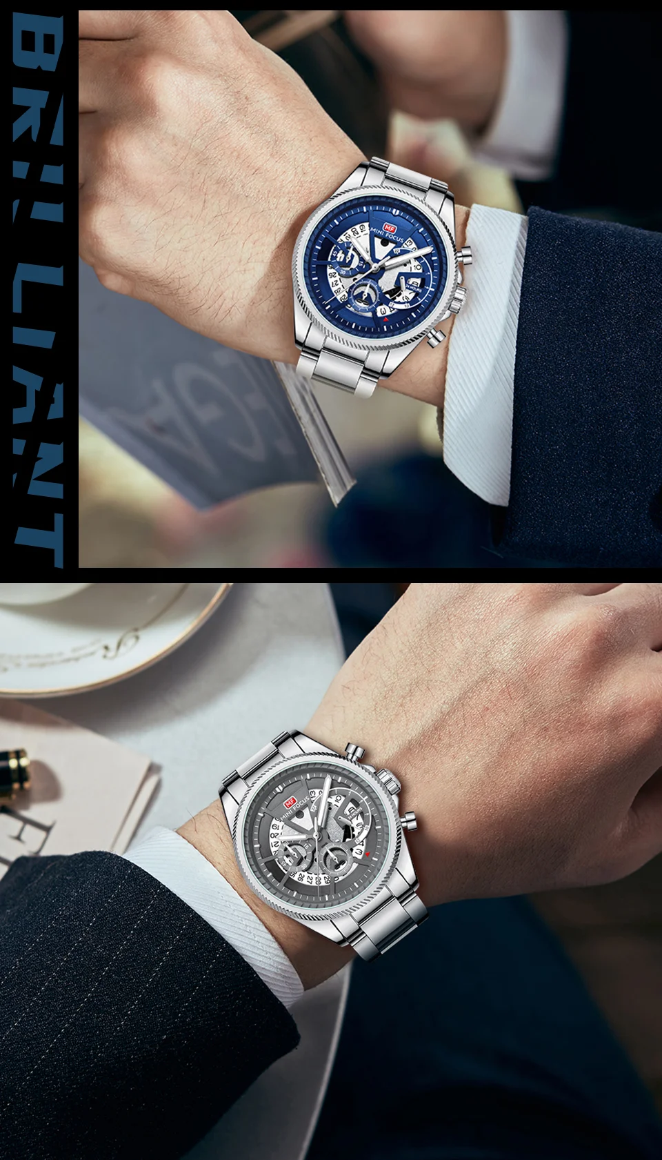 Mini Focus Business Waterproof Men's Quartz Watch with 24H Timing & Luminous Display – Stainless Steel Band 