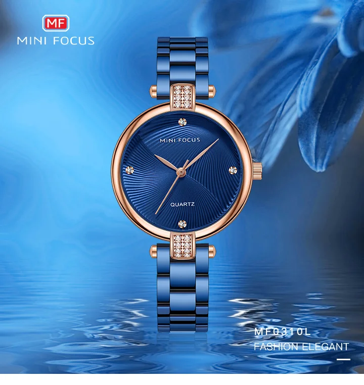 MINI FOCUS Trend Design Woman High Quality Luxury Waterproof Clock Quartz Watches with 5 ATM Male Stainless Steel Strap