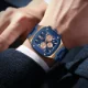 Stylish Luxury Quartz Watch for Men – Rose Gold Blue