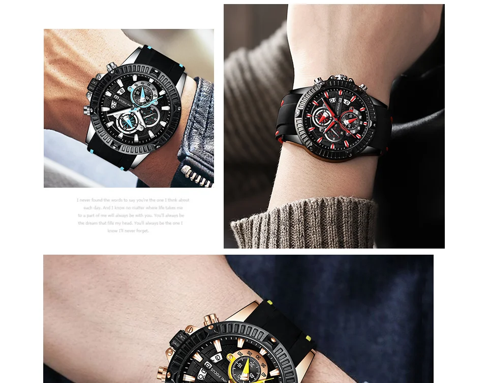Mini Focus MF0244G Men’s Fashion Sports Watch | Waterproof Quartz Rubber Strap Timepiece