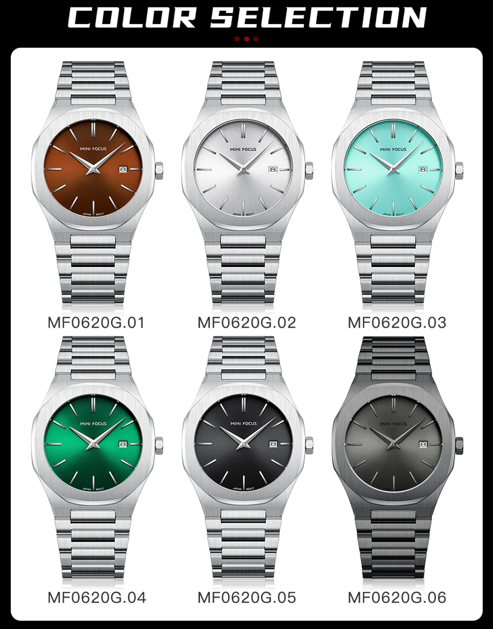 MINI FOCUS MF0620G men's Quartz Watch 39mm Steel