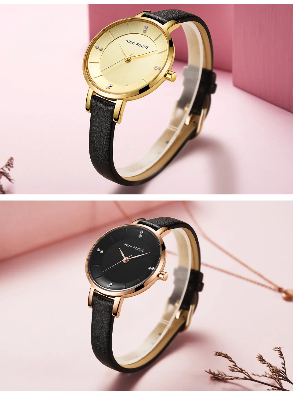 Mini Focus MF0255L Luxury Leather Straps Women’s Watch | Big Face Design Luxury Ladies Dress Wristwatch