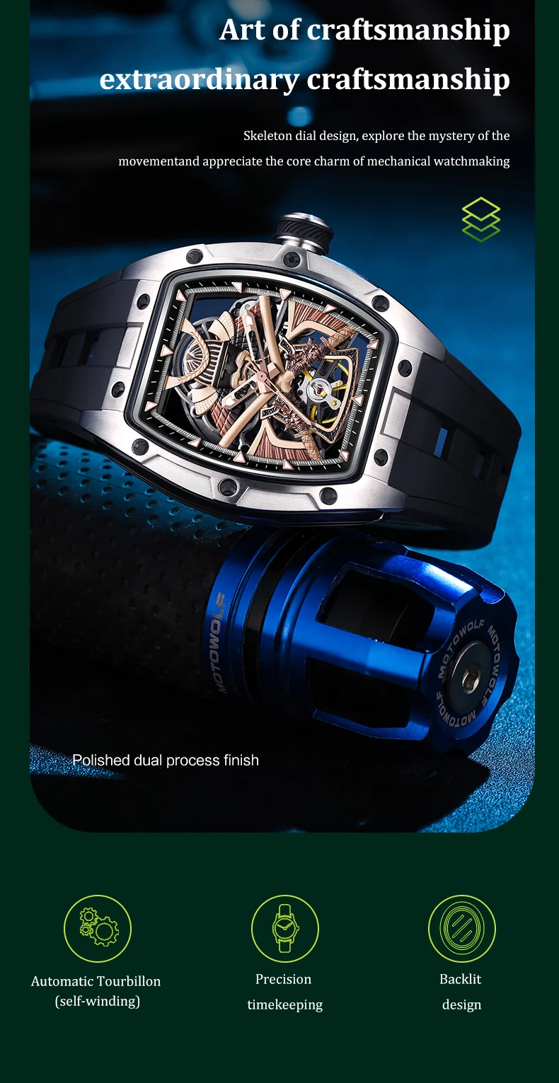 CHANCE 91985 Samurai Tourbillon Watch – Hollow Dial Luxury Mechanical Automatic Men’s Watch