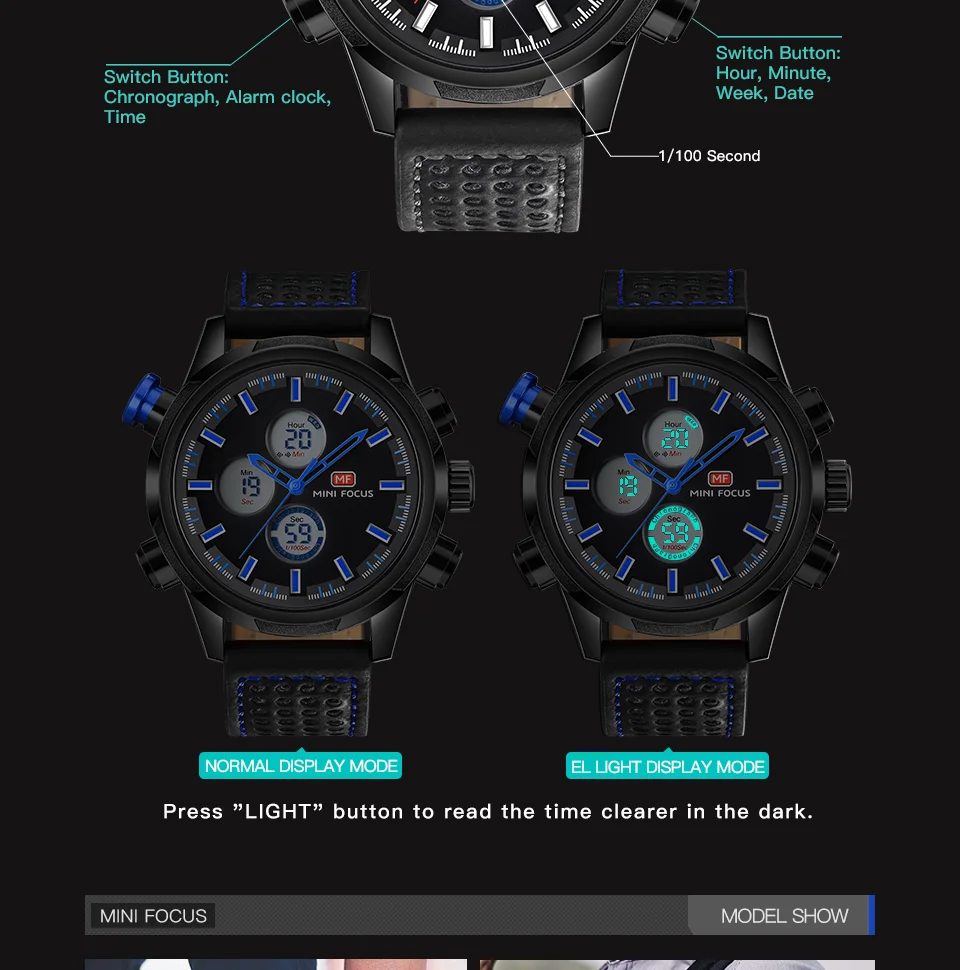 Mini Focus MF0066G Men’s Digital Sports Watch | 3ATM Waterproof Quartz & Electronic Movement | Factory Wholesale