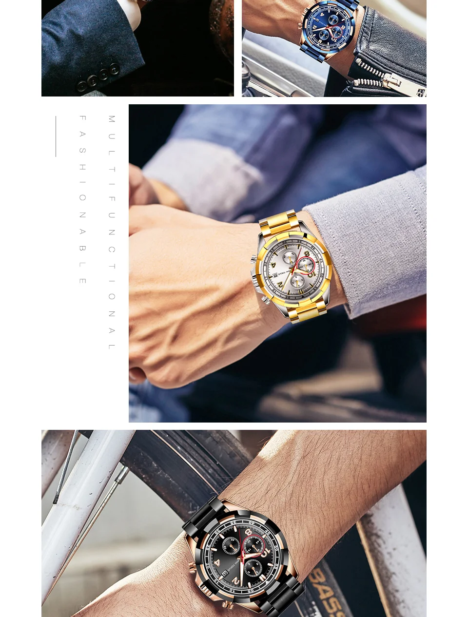 Mini Focus MF0198G Men’s Luxury Chronograph Watch | Stainless Steel | Waterproof Factory Direct