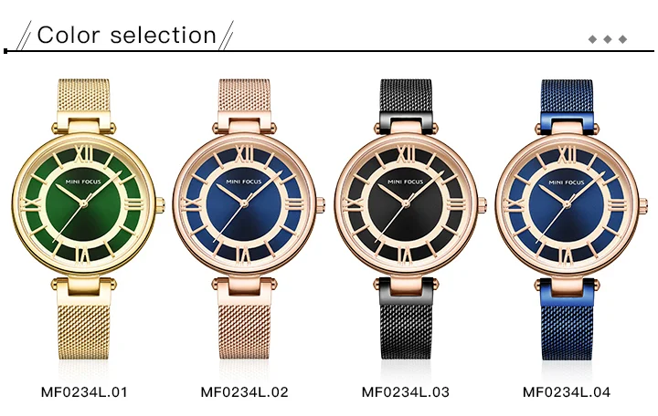 Mini Focus MF0234L Ladies’ Luxury Slim Quartz Watch | Stainless Steel Mesh Business Dress Watch