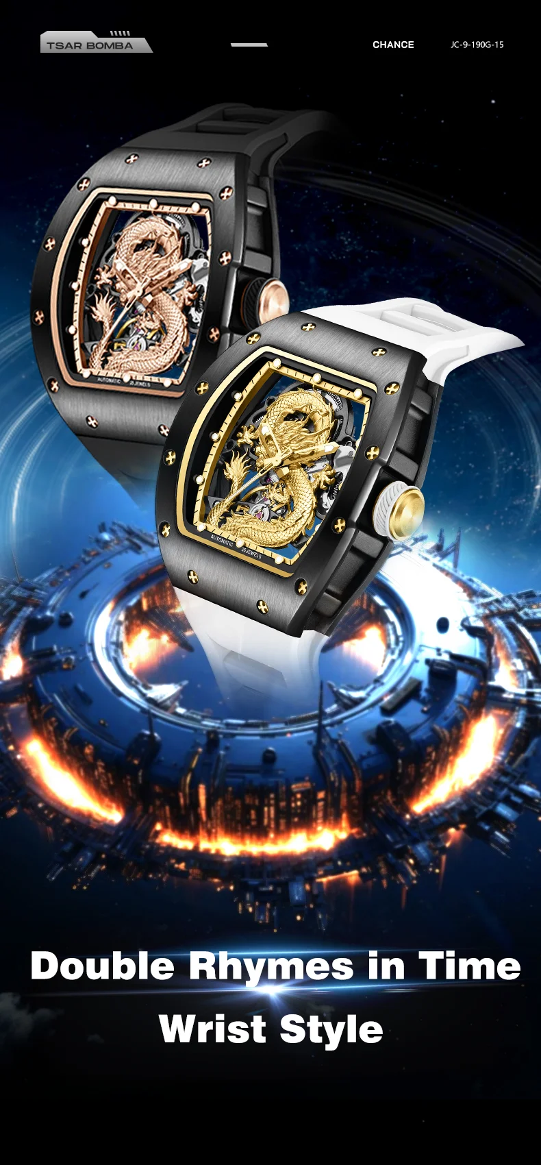 CHANCE 919015 Chinese Dragon Tourbillon Watch &ndash; Luxury Automatic Mechanical Watch with Hollow Dial for Men