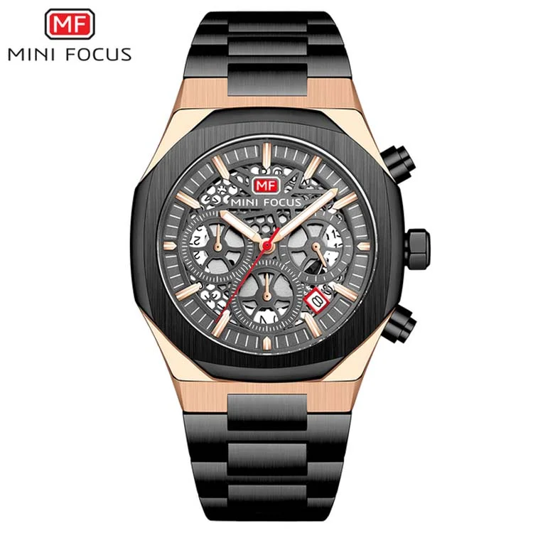 New Arrival Men's Quartz Watch Chronograph, Stainless Steel Band MINI FOCUS Wholesale Supplier