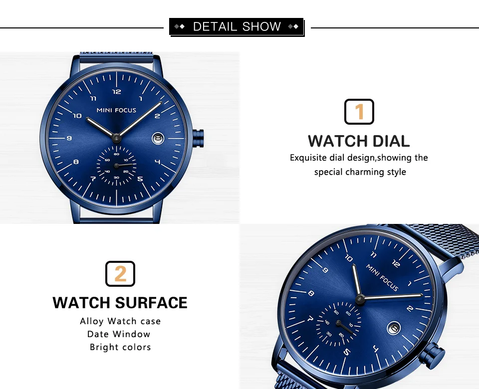 MINI FOCUS Newest Quartz Watches for Men – Luxury Waterproof Sport Wristwatch 5 ATM Stainless Steel Strap