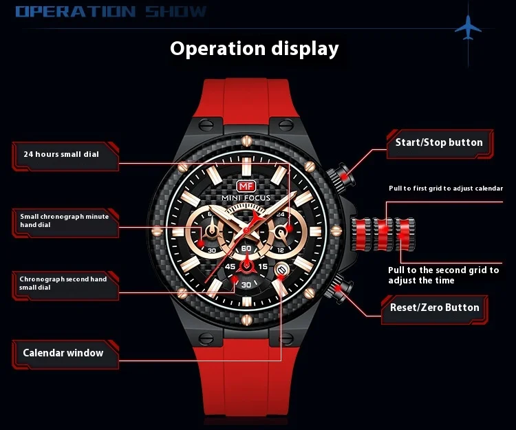 Mini Focus 0468G Men's Sports Watch | Waterproof Carbon Fiber Luxury Quartz Timepiece