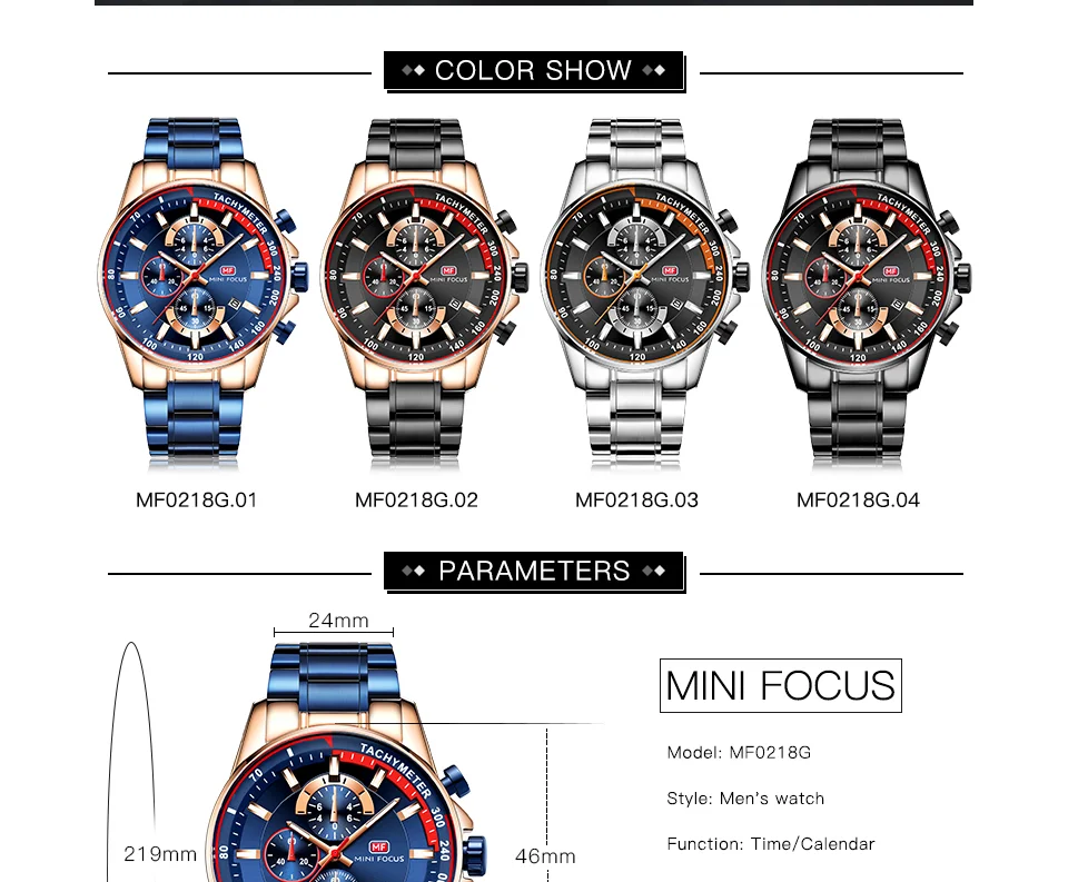 Mini Focus MF0218G Men’s Luxury Stainless Steel Quartz Watch | Silver | Factory Direct Wholesale