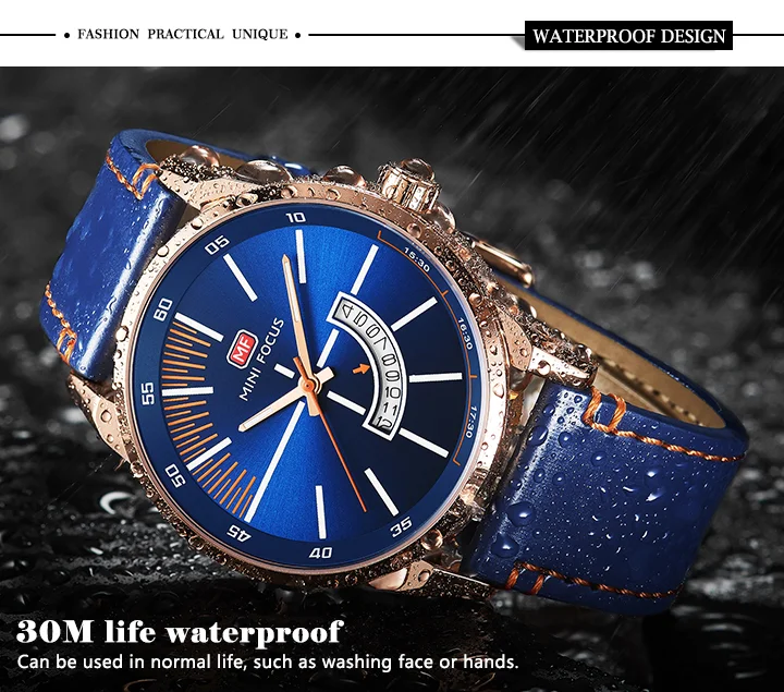 MINI FOCUS MF0132G Men's Luxury Quartz Watch | Genuine Leather, Waterproof, Business Style