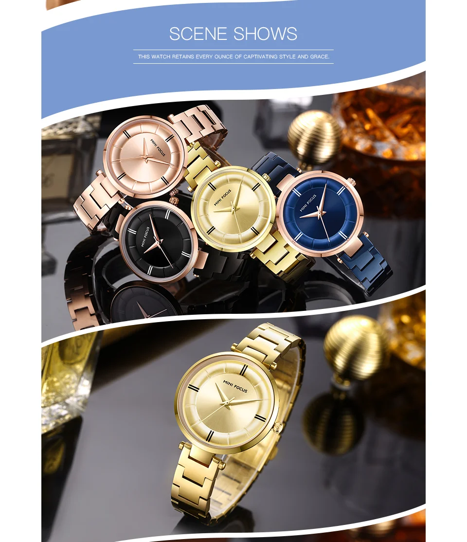 Mini Focus MF0235L Women’s Trendy Quartz Watch | Multi-Color Stainless Steel Strap | Ready to Ship OEM Factory