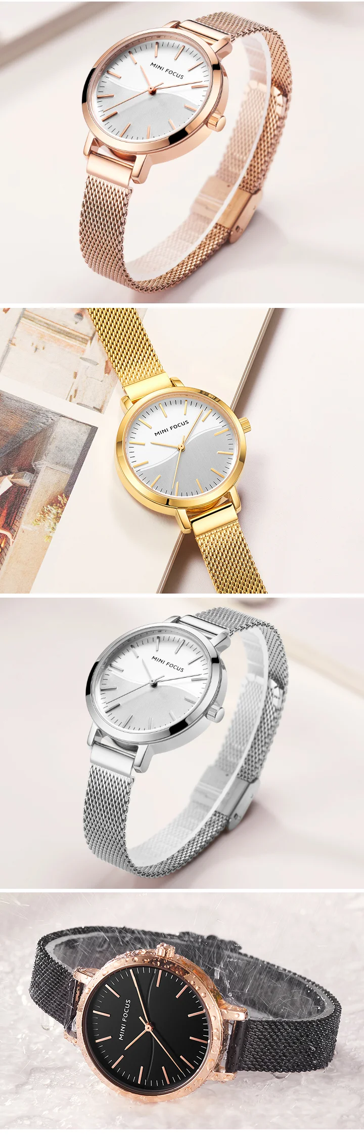 MINI FOCUS MF0261L Women’s Luxury Quartz Watch | Milanese Mesh Strap | Factory Wholesale