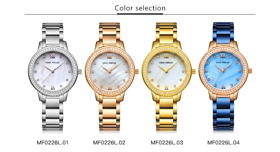 Mini Focus MF0226L Women’s Luxury Rose Gold Watch | Diamond Case Waterproof Quartz Stainless Steel Wristwatch Wholesale