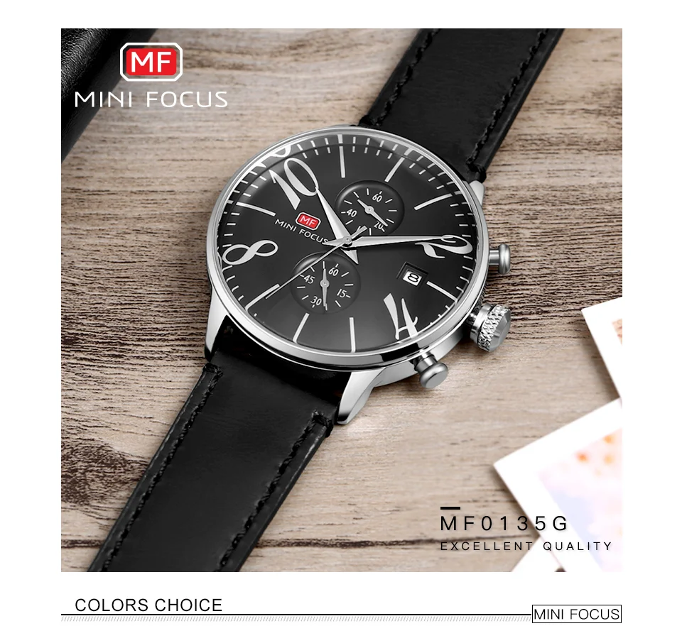 Reloj Hombre MINI FOCUS MF0135G | Cronógrafo de Cuarzo, Resistente al Agua, Correa de Cuero