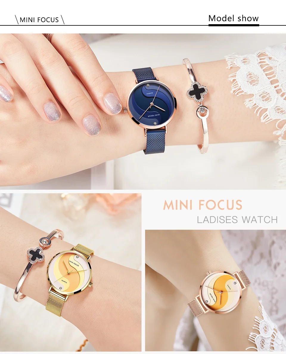 Elegant Women’s Quartz Watch with Gold Mesh Strap – Mini Focus Factory Wholesale