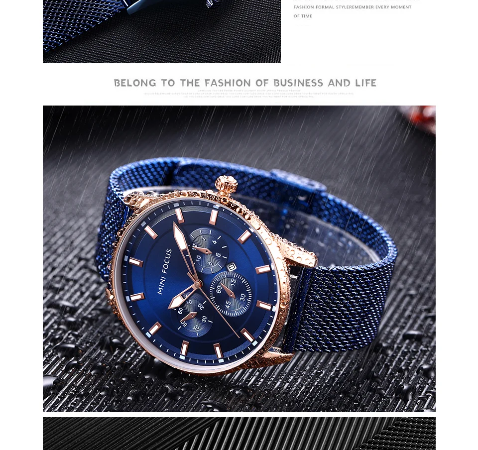 Mini Focus MF0178G Men’s Luxury Mesh Band Business Watch | Waterproof Luminous Quartz Watch Wholesale Supplier