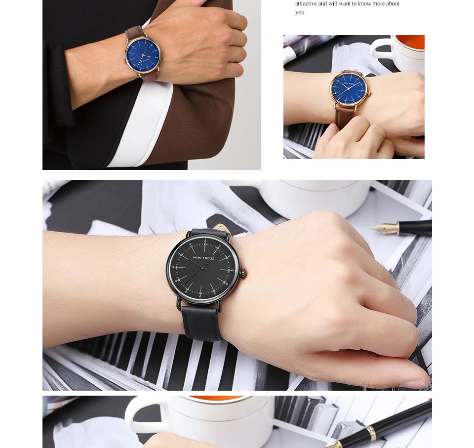 Mini Focus MF0056G Vintage Quartz Men’s Watch | Marine Dial & Brown Leather Strap | Factory Wholesale
