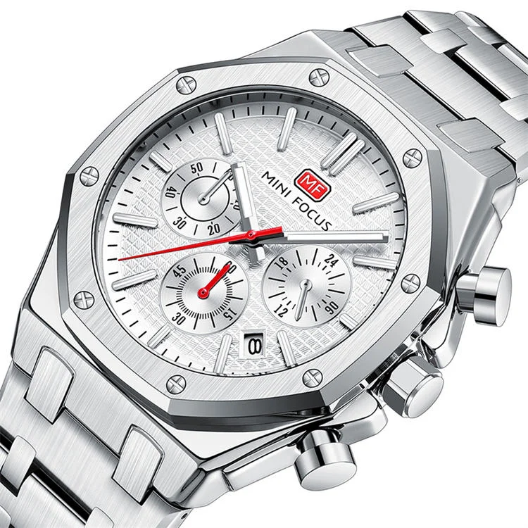 MINI FOCUS 0609 Elegance Men's Quartz Watch Stainless Steel, Luminous Chronometer for Business