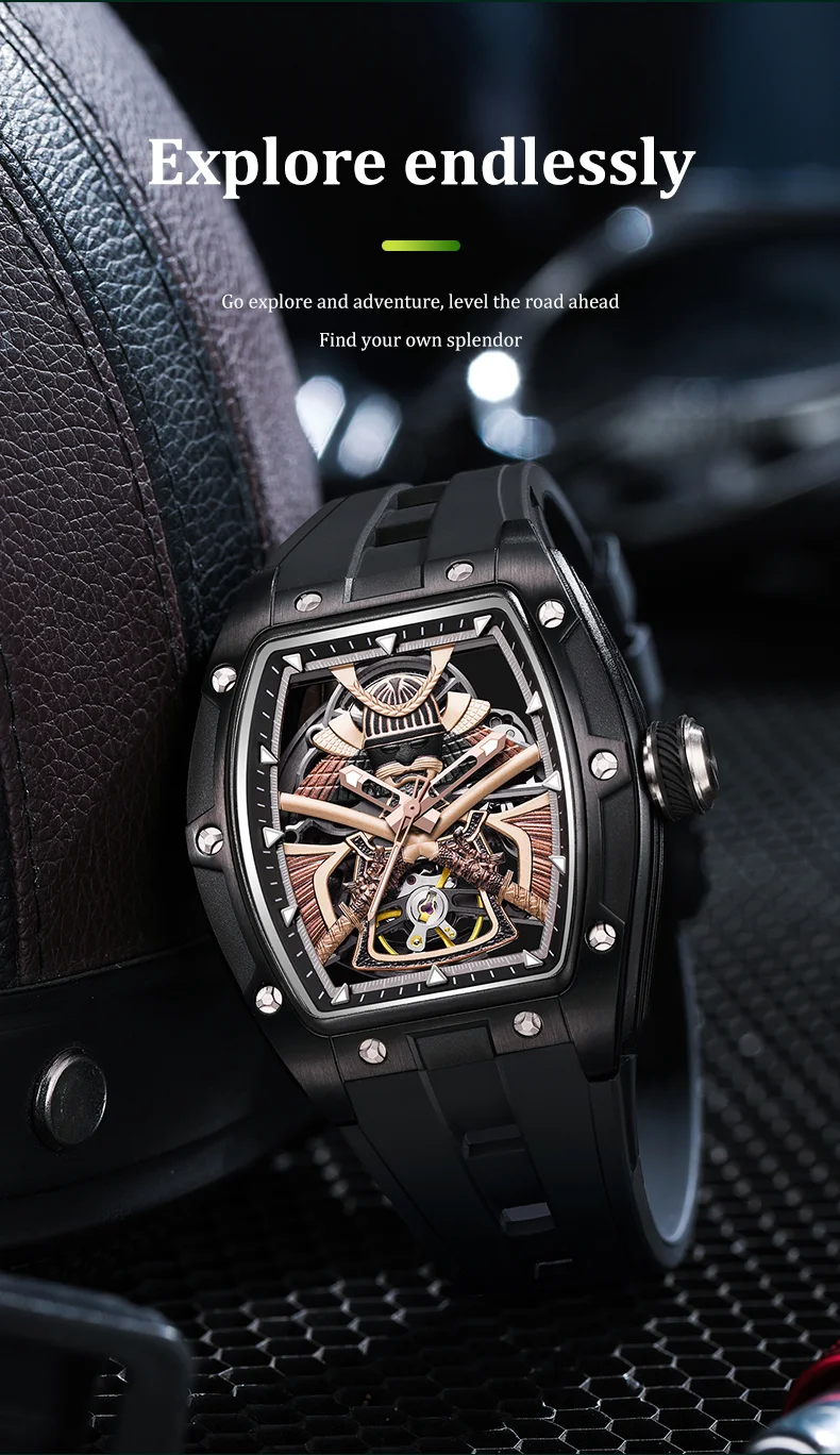 CHANCE 91985 Samurai Tourbillon Watch – Hollow Dial Luxury Mechanical Automatic Men’s Watch