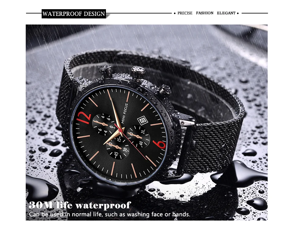 MINI FOCUS MF0185G Men’s Luxury Quartz Watch | Waterproof Factory Price Stainless Steel Strap