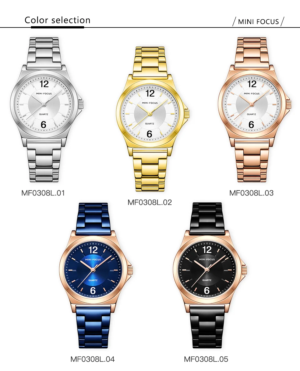 MINI FOCUS Elegant Guangzhou Female Quartz Watch Stylish Stainless Steel Band Waterproof Simple Casual Watch Supplier