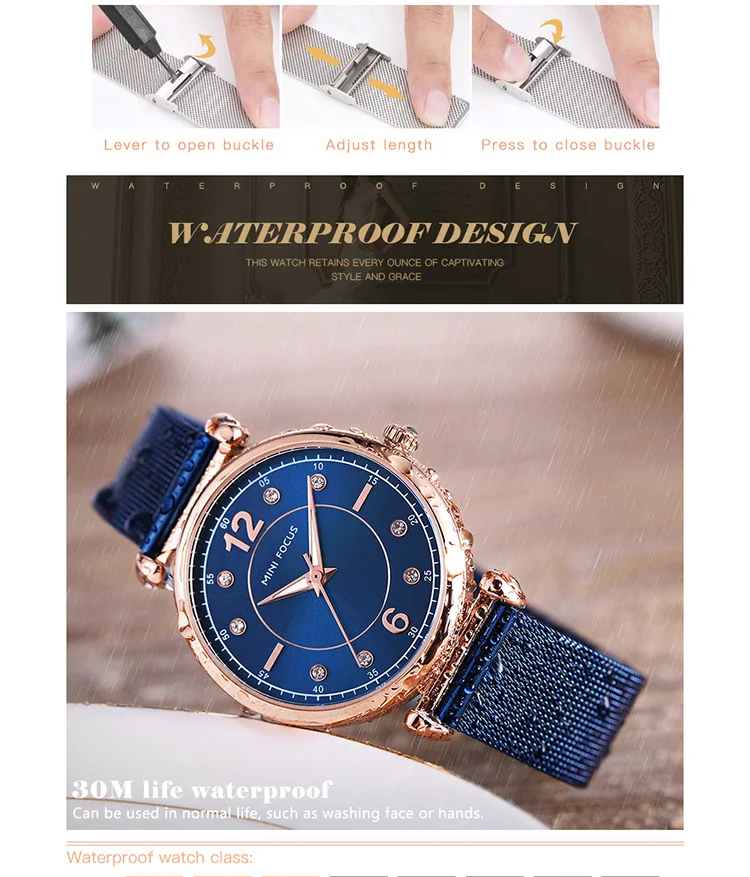 Mini Focus MF0177L Wholesale Luxury Women Watch | Royal Golden Mesh Strap OEM Factory