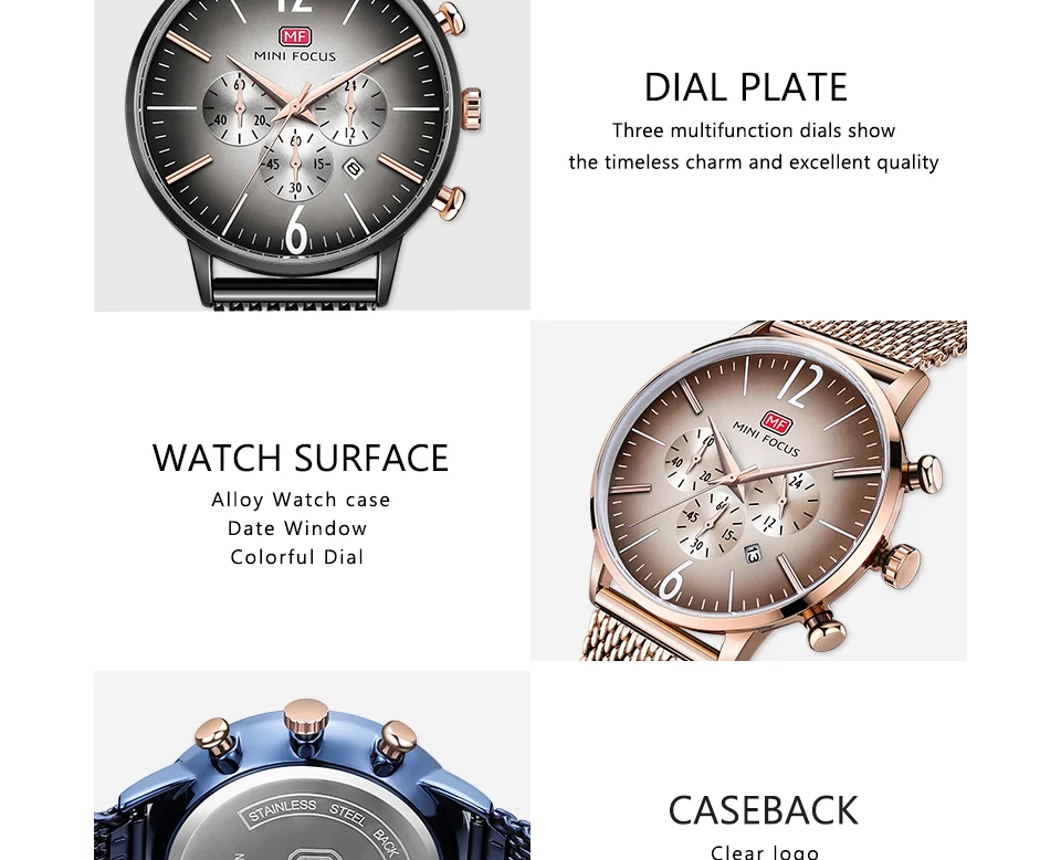 Mini Focus MF0114 Men’s Blue Quartz Watch | Ultra Thin Mesh Strap | 24H Date | Factory Wholesale