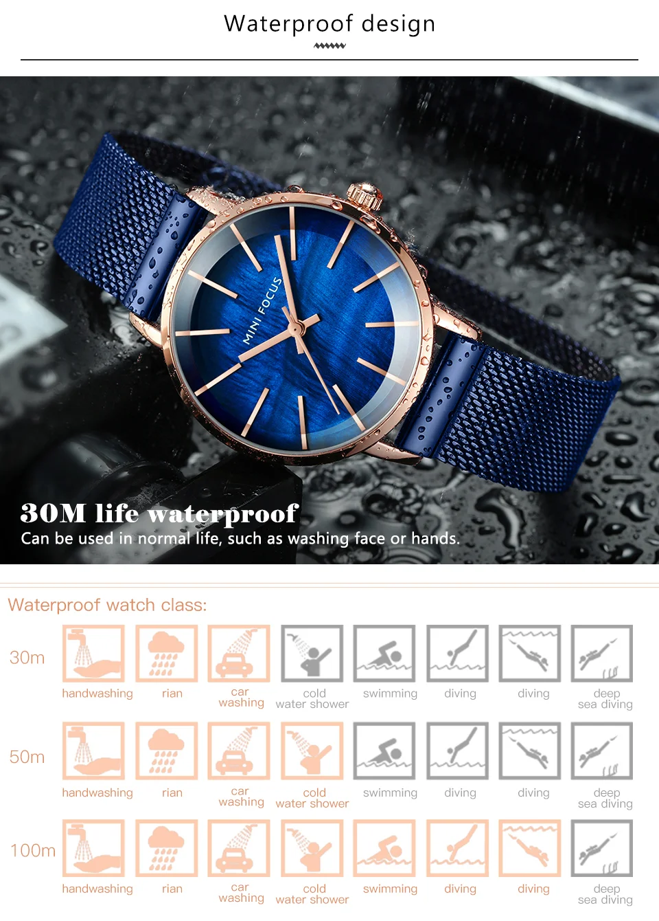 Mini Focus MF0257L Women's Quartz Watch | Steel Mesh Belt Simple Waterproof Analog Dress Wristwatch