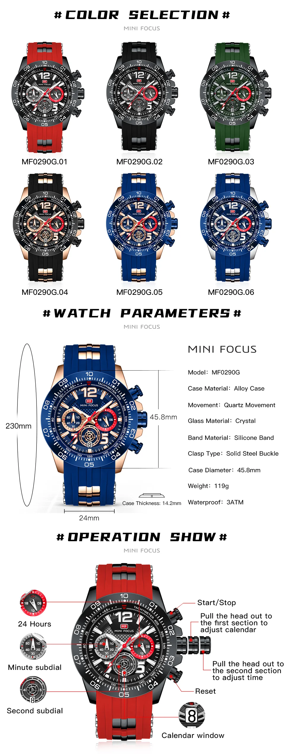 Mini Focus Men’s Sports Chronograph Watch – Luminous, Waterproof, Factory Wholesale