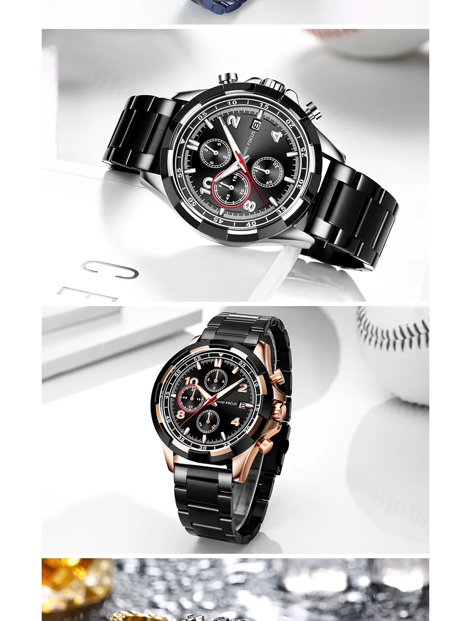Mini Focus MF0198G Men’s Luxury Chronograph Watch | Stainless Steel | Waterproof Factory Direct
