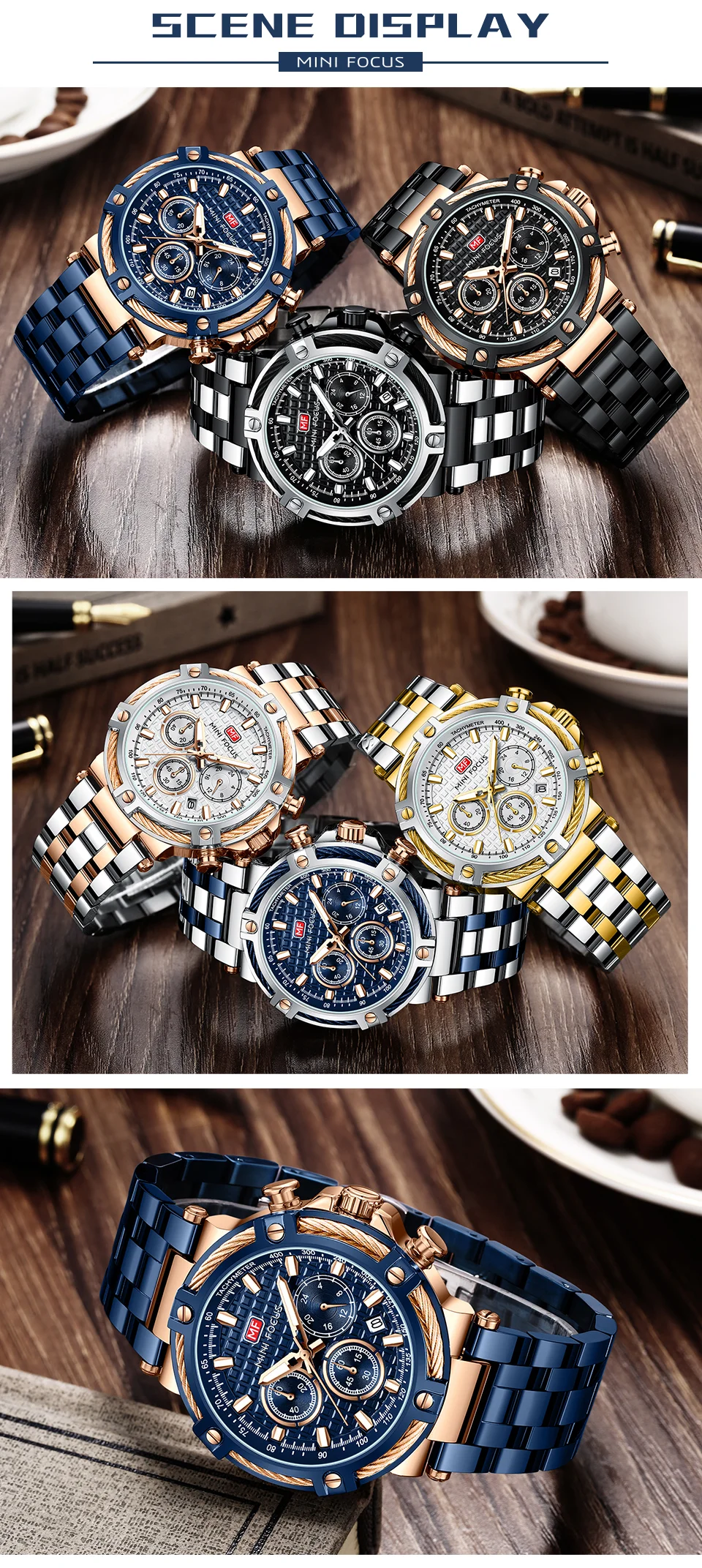 New Arrival Chronograph Quartz Men's Watch MINI FOCUS Luxury Design for Wholesale